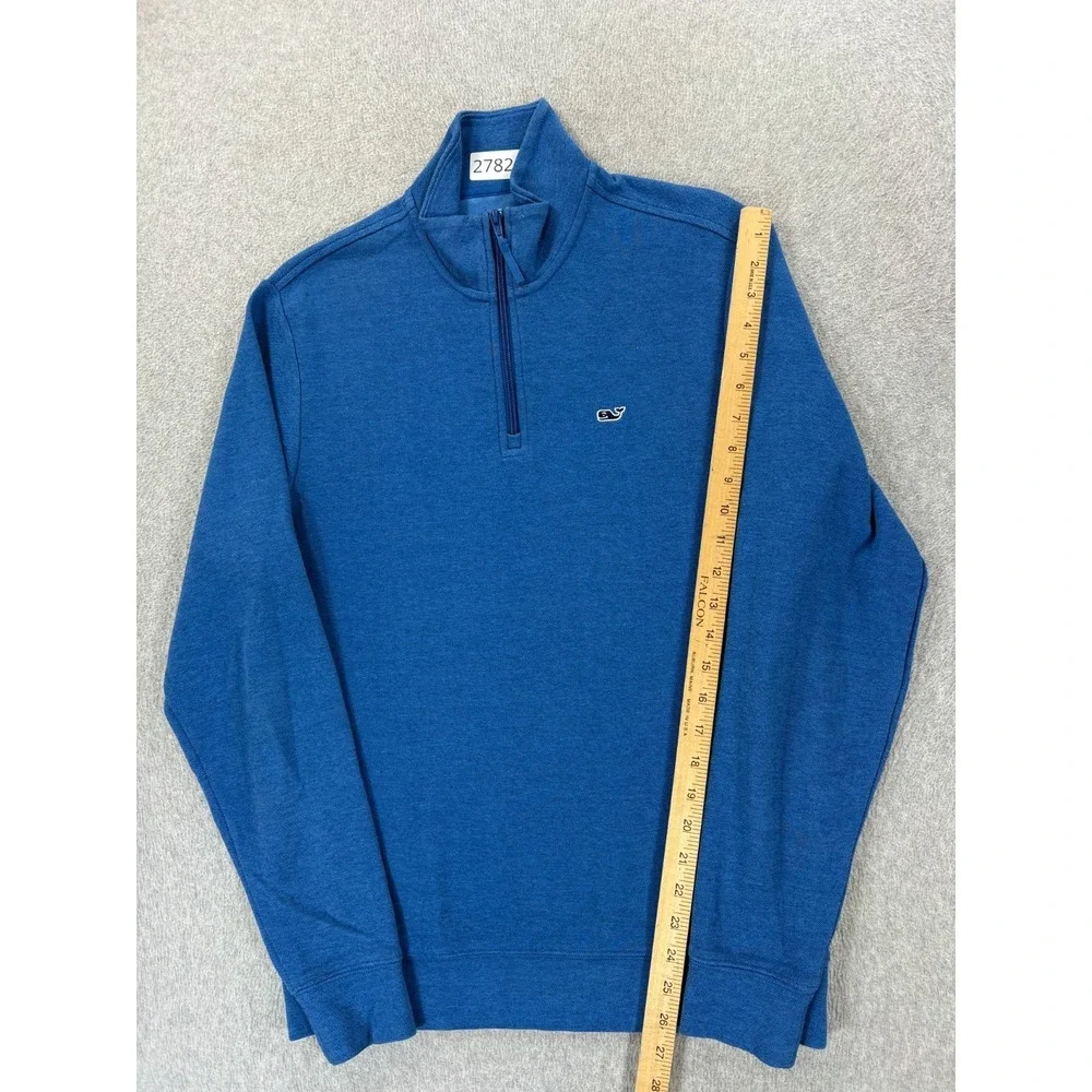 Vineyard Vines‎ Classic Whale 1/4 Zip Cotton Blend Sweater (Men's Small) Blue